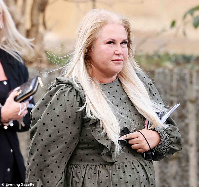 Leanne Wallace pictured outside Teesside Crown Court. She targeted Leslie Rushworth after he was admitted to the University Hospital of North Tees with pneumonia, anorexia and general deterioration