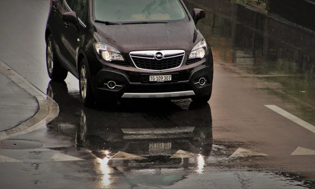 rainy day car