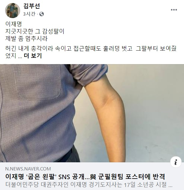 김부선, 이재명 '휘어진 팔'에 "내게도 훌러덩 벗고 보여줬었다" - 머니투데이