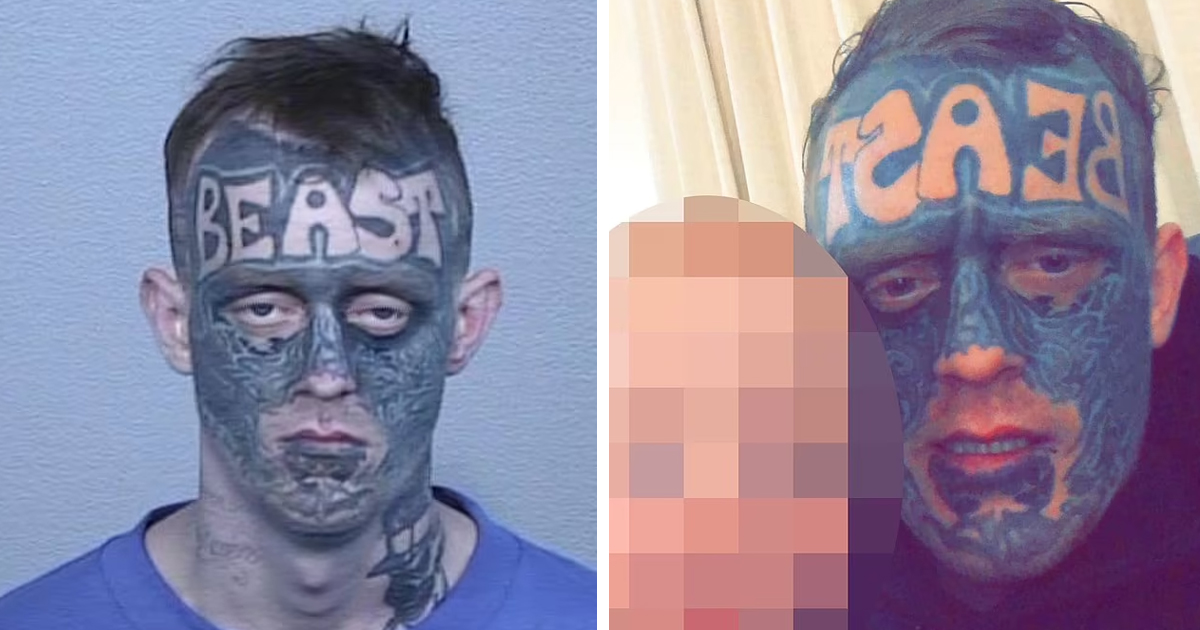 d106.jpg - BREAKING: Face-Tattooed Man With BEAST Written On His Forehead WANTED By The Cops