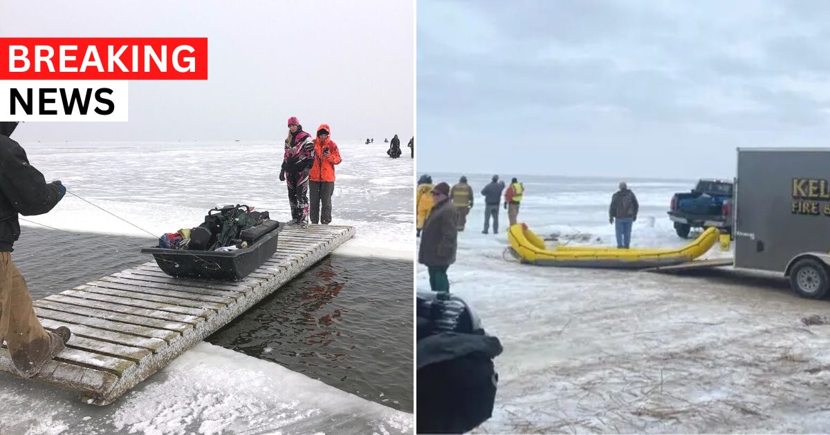 breaking 2 1.jpg - BREAKING: Hundreds Of People Left Stranded On Huge Chunk Of Ice After It Broke Off While They Were Fishing On A Lake