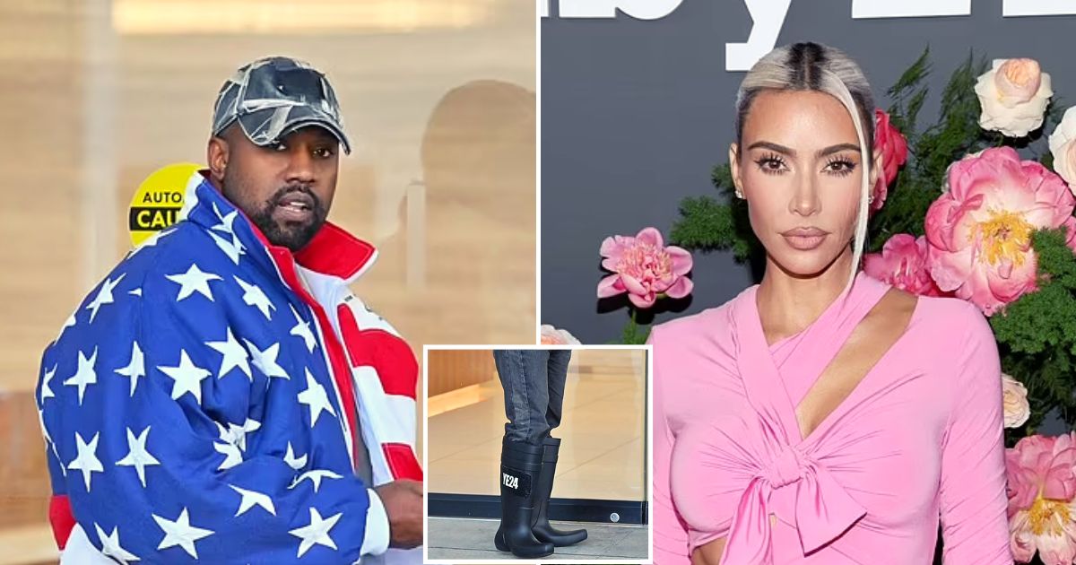 kanye4.jpg - JUST IN: Kanye West COVERS Up Balenciaga Logo On His Boots With His Own Sticker After Kim Kardashian Refused To Cut Ties With The Fashion Company