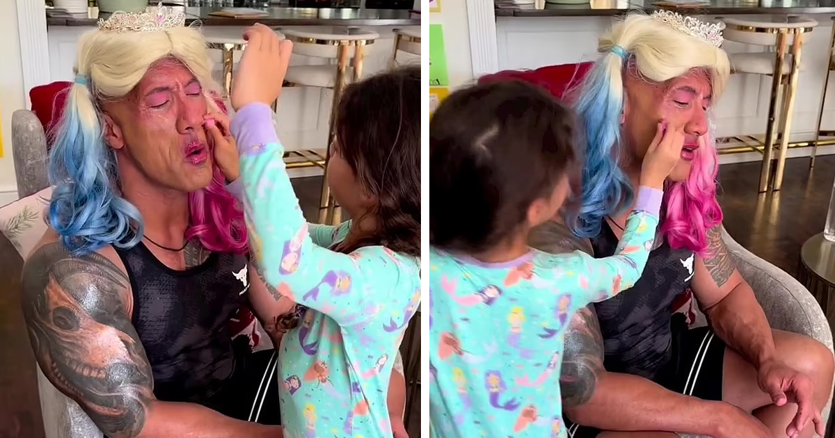 Exclusive Dwayne The Rock Johnson Gets A Unique Makeover From His Little Daughters And Fans