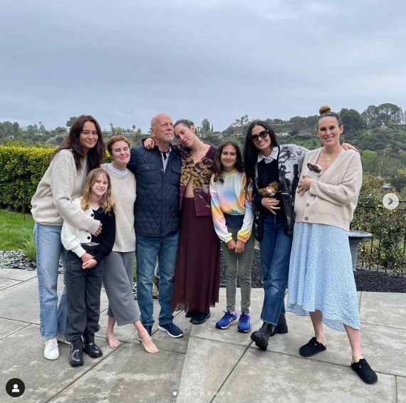 JUST IN: Bruce Willis, 68, Poses With Ex-Wife Demi Moore, Wife Emma ...