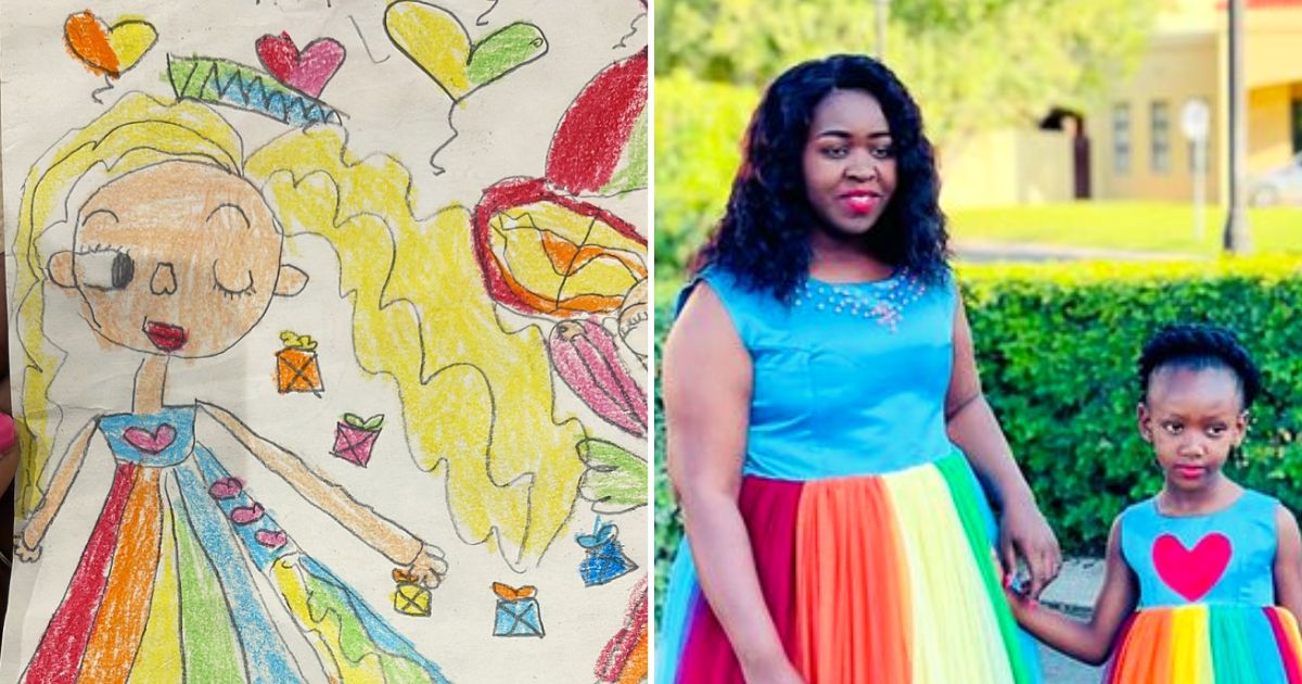dress5.jpg - 6-Year-Old Girl Draws Mommy-Daughter Dresses, Mom Then Finds Unique Way To Turn Them Into Reality