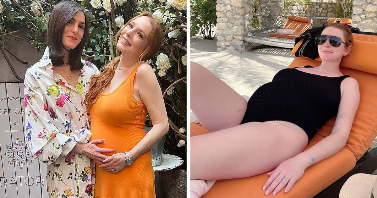 d127 2.jpg - JUST IN: Pregnant Lindsay Lohan Flaunts Her Giant Baby Bump While Lounging Underneath The Sun