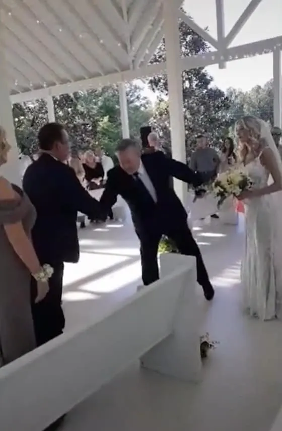 Moment Father Of The Bride Interrupts Wedding To Let Her Stepdad Join