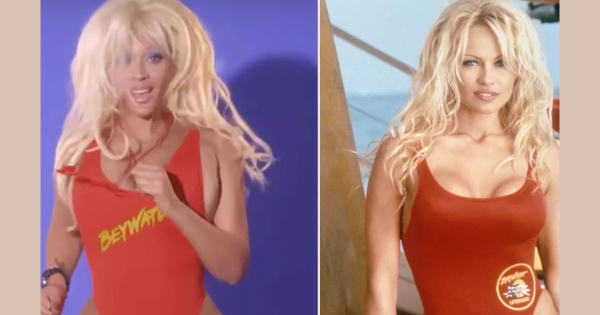 copy of articles thumbnail 1200 x 630 4 3.jpg - Beyoncé Recreates Iconic Pamela Anderson Looks While Honoring Star in New 'Bodyguard' Music Video