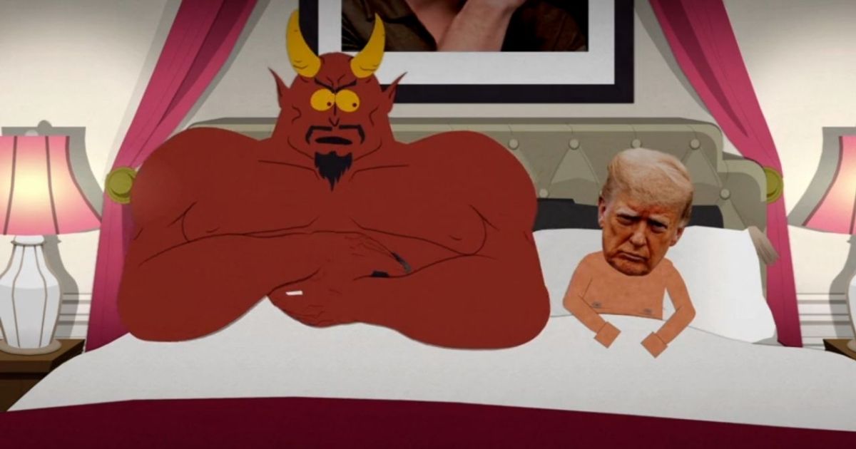 copy of articles thumbnail 1200 x 630 2025 07 25t164219 764.jpg - White House Blasts 'South Park' New Season As Show Features Trump In Bed with Satan While Discussing His 'Small Manhood'