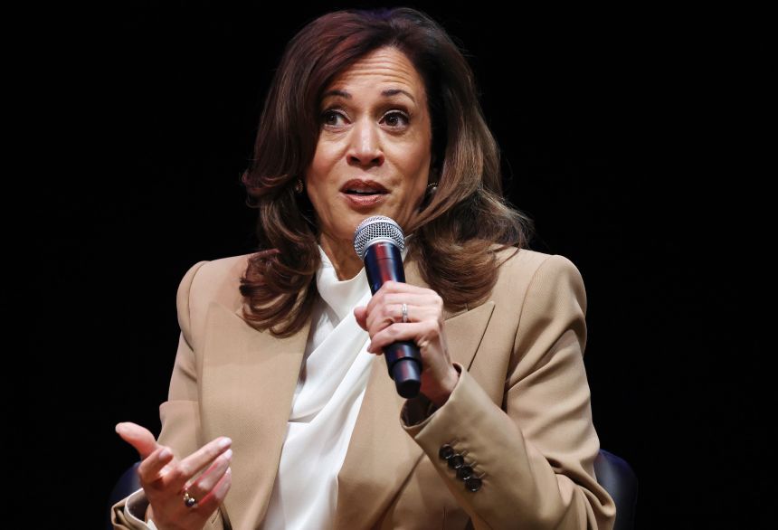 Former Vice President Kamala Harris speaks at the Wiltern Theatre in Los Angeles on September 29, 2025.