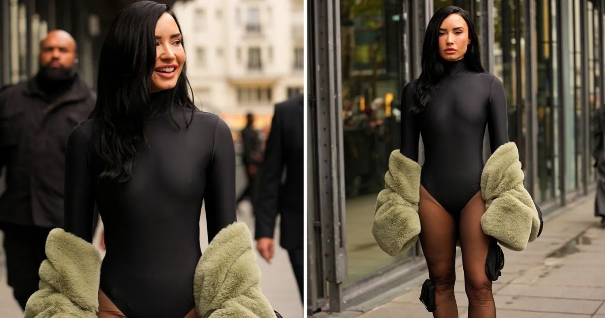 copy of articles thumbnail 1200 x 630 98 14.jpg - Demi Lovato goes pantless and braless in just a bodysuit for Paris Fashion Week after drastic weight loss